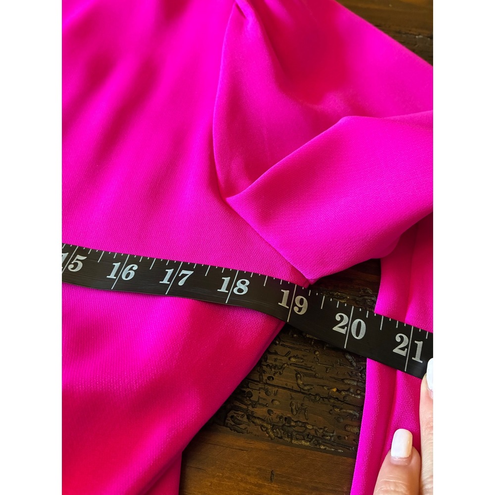 Flying Tomato VNeck Puff Long Sleeve Wrap Tie Ruffle Hem Women's Large Hot Pink - Picture 4 of 5